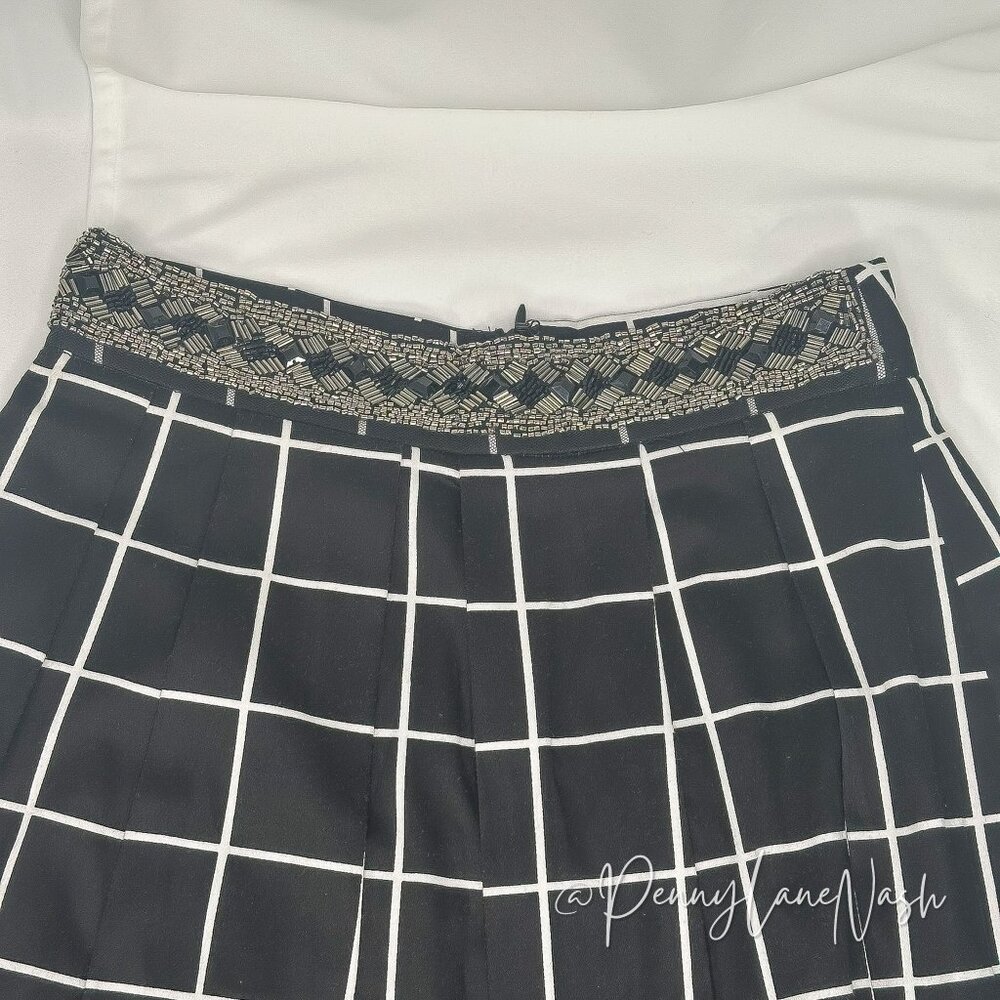 NWT Blue Rain Embellished Windowpane Skirt Size Small Black - Picture 3 of 13